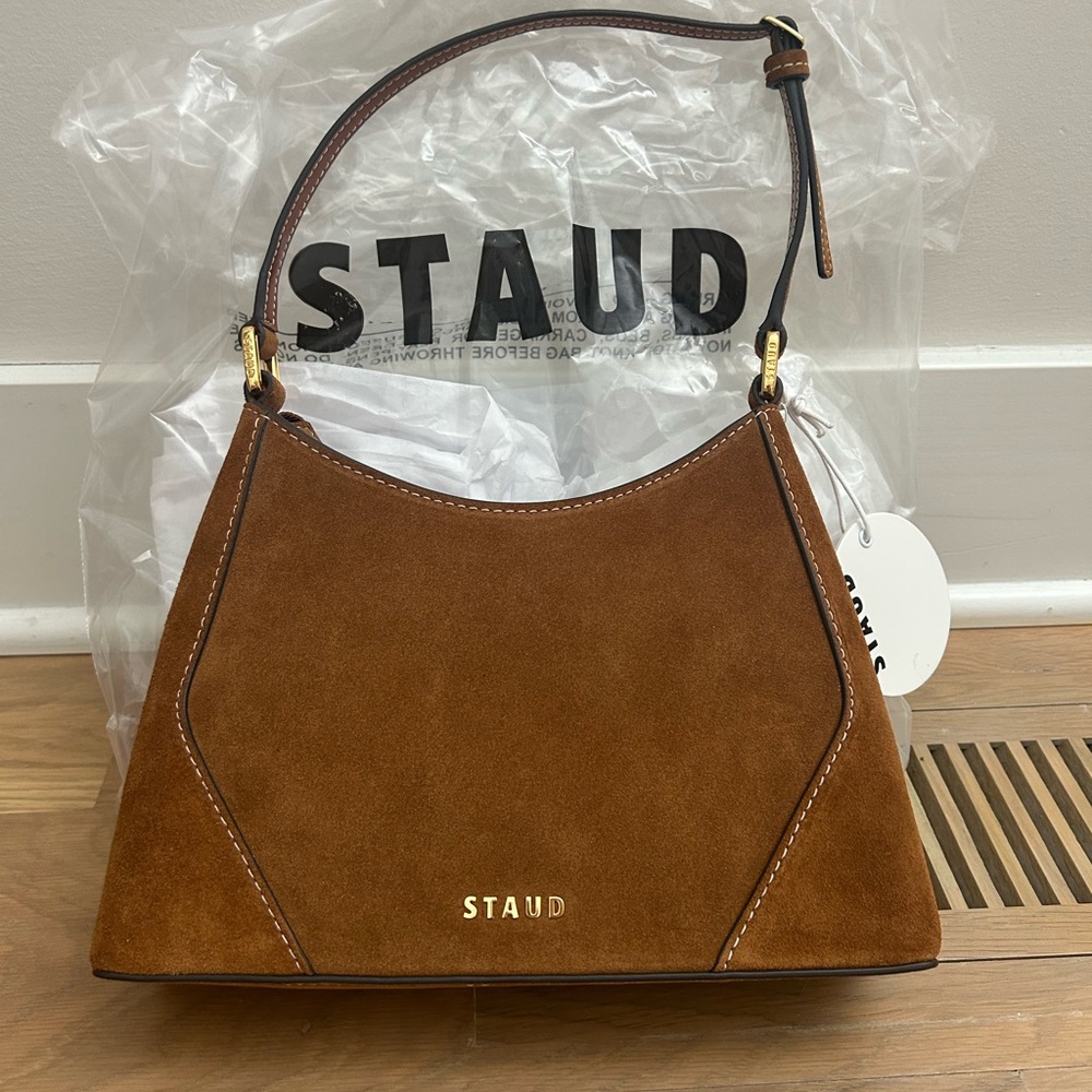 STAUD tan linda shoulder bag